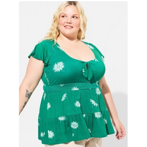 NWT TORRID SUPER SOFT TIE-FRONT BABYDOLL TOP - Picture 1 of 2